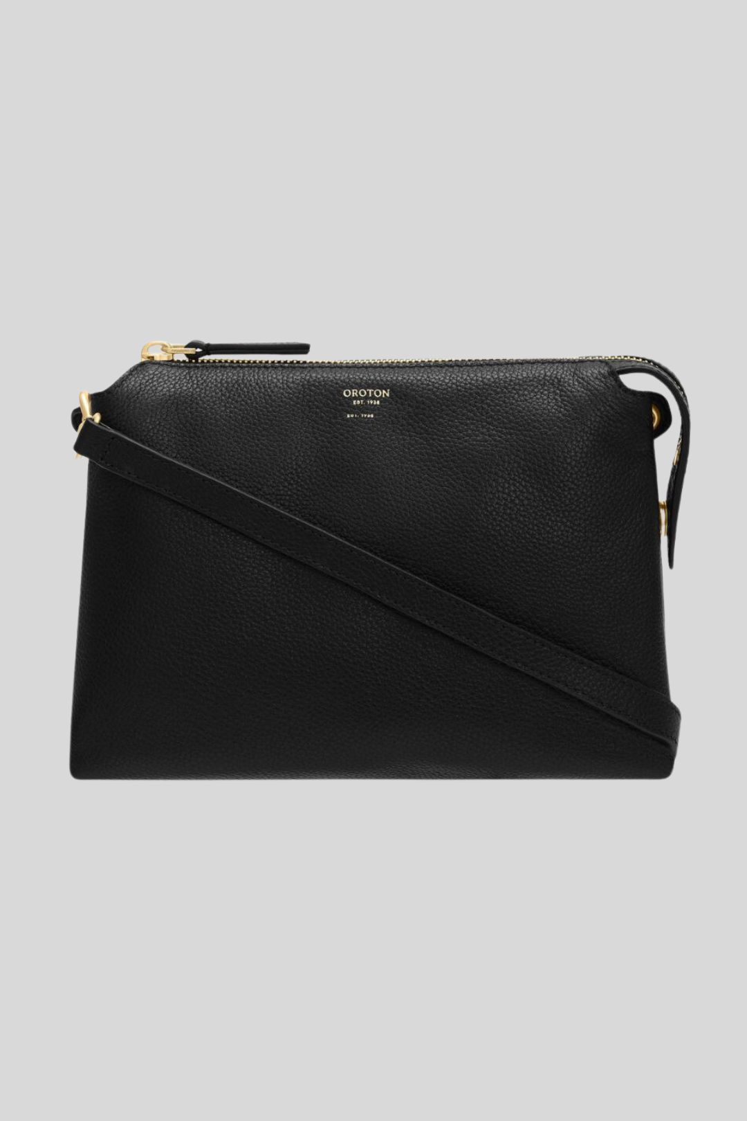 Oroton Sadie Leather Crossbody Bag in Black