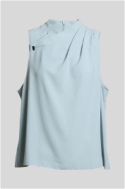 Cue Pale Blue Asymmetric Neck Sleeveless Top