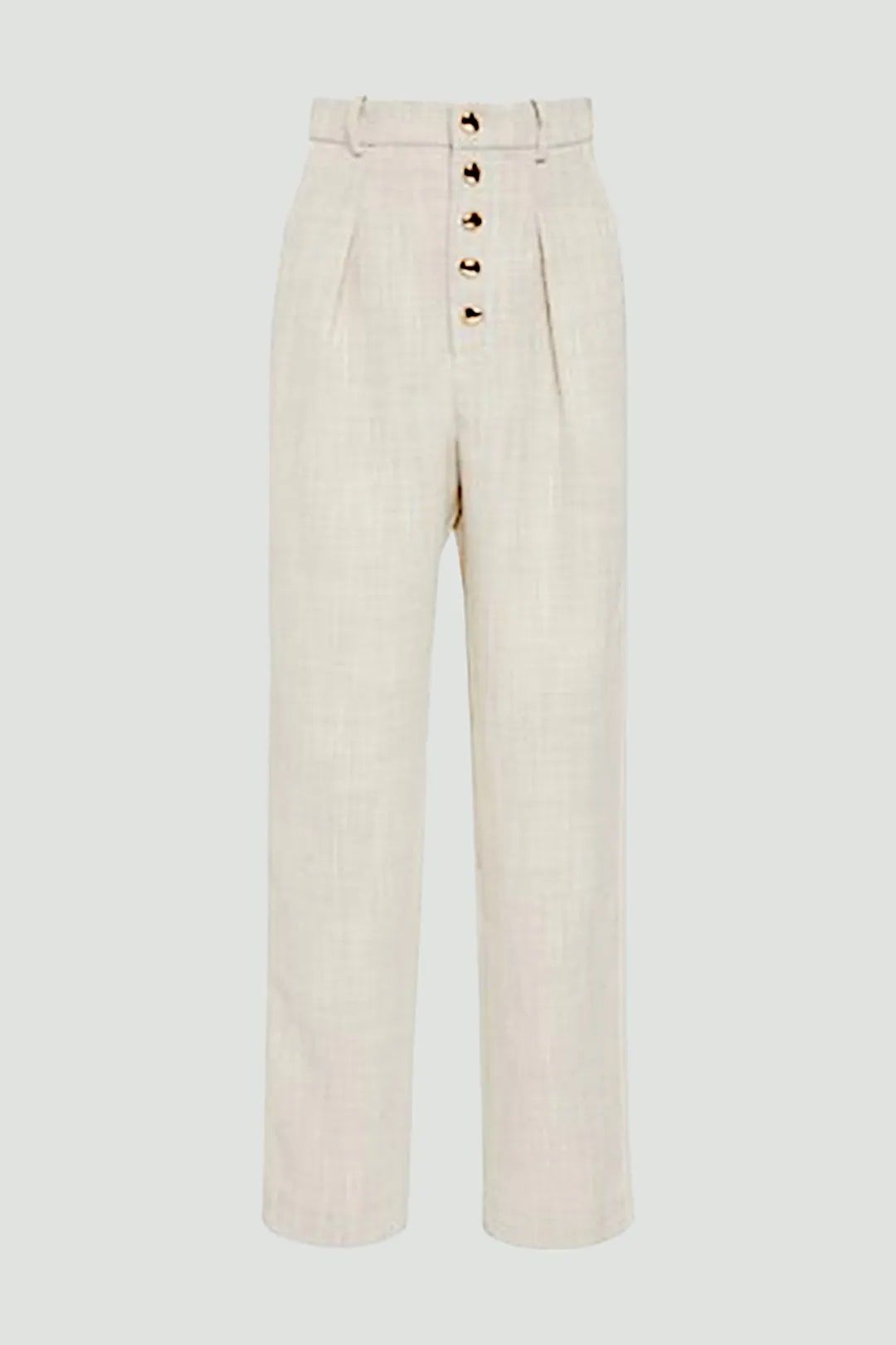 Acler Tweed High Waist Pants in Beige, perfect for formal occasions, available for purchase