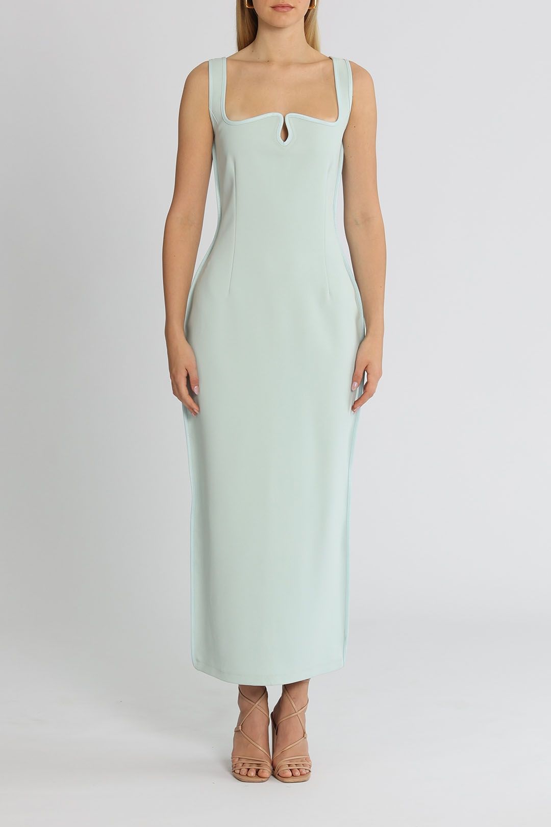 Hire Diamond Sleeveless Midi Dress in Mineral Blue | Paris