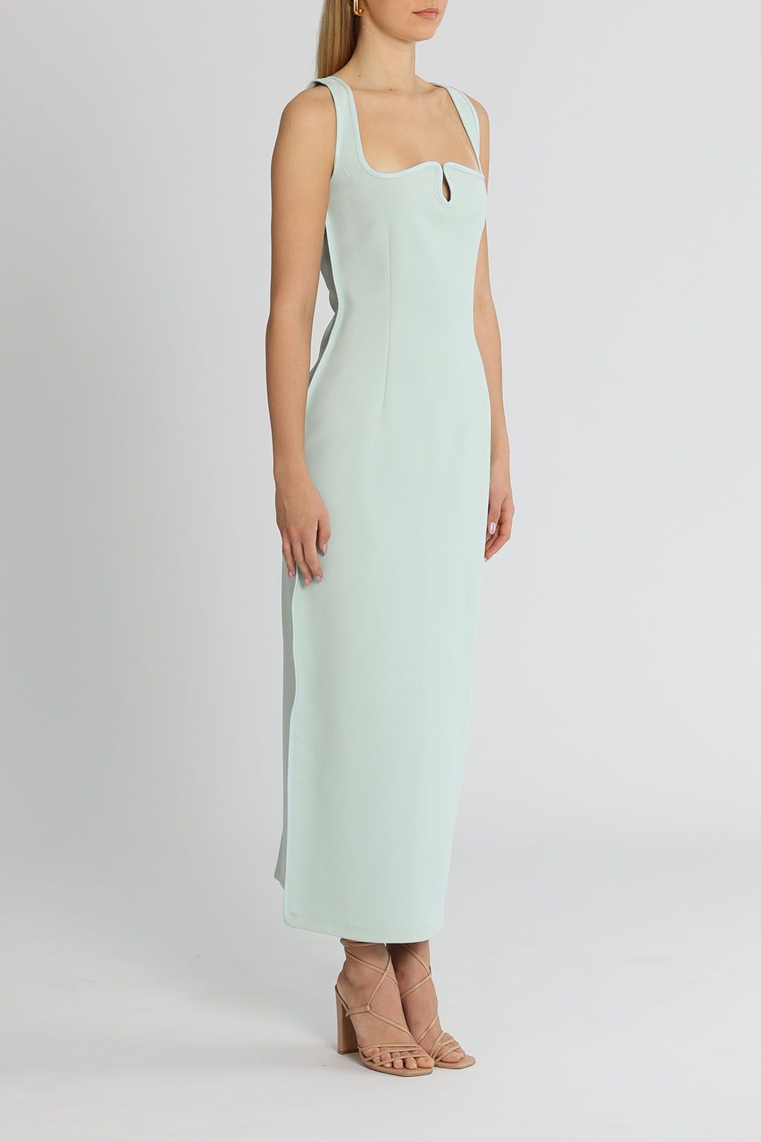 Paris Georgia Diamond Sleeveless Midi Dress Mineral Blue Bodycon