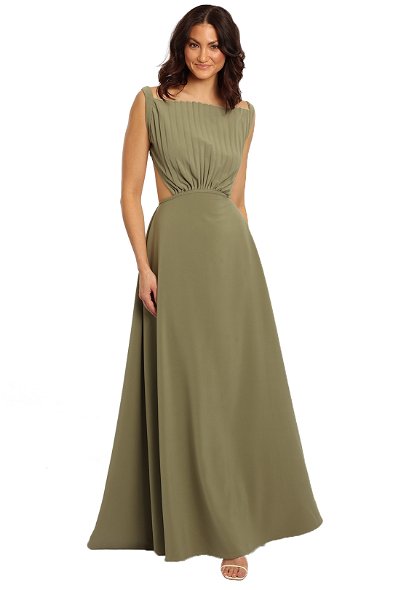 foil maxi dress Draped Metallic Foil Long Dress In Rose Gold