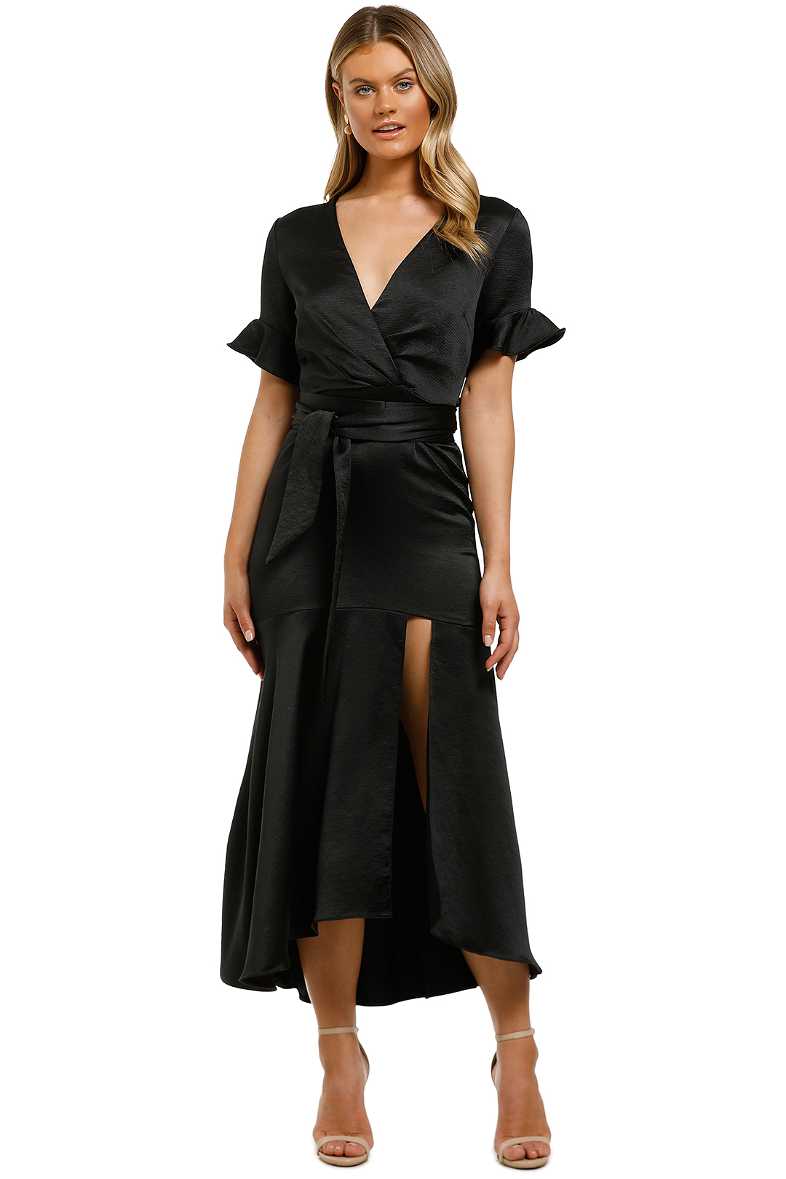 Oasis Split Midi Dress in Black by Pasduchas for Rent GlamCorner