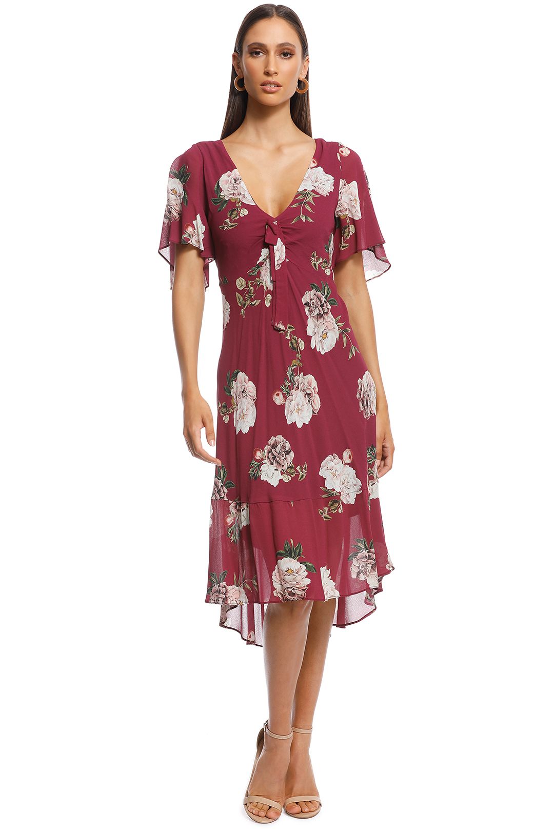 Pasduchas - Botanical Midi Dress - Berry - Front