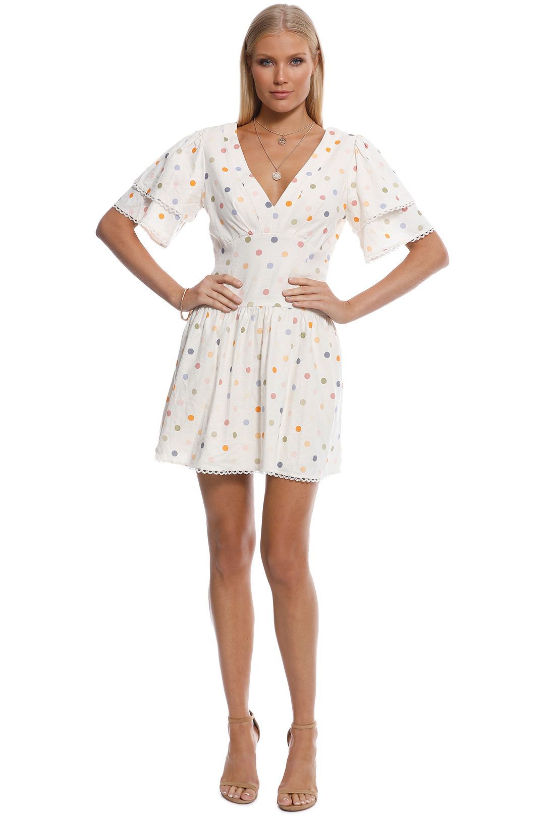 Pasduchas - Cosmo Spot Dress - Cream - Front