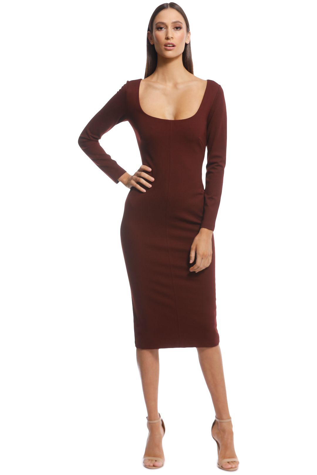 Pasduchas - Destiny Midi Dress - Burgundy - Front
