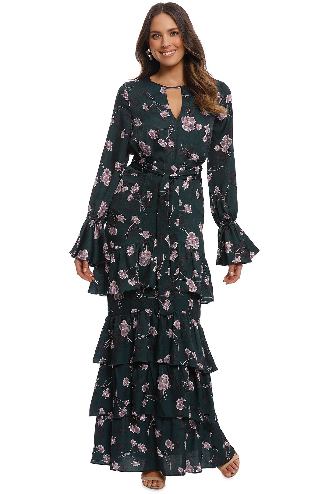 Birdie Ruffle Maxi Dress Emerald