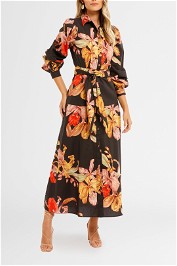 Pasduchas Calyx Shirt Midi Dark Floral dress