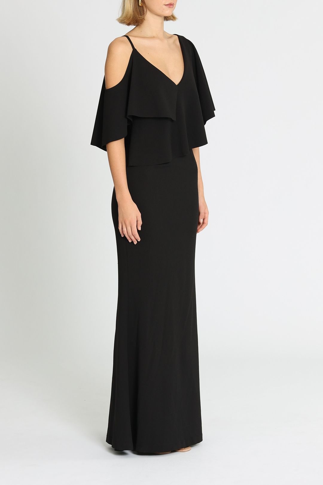 Black cold shoulder gown deals