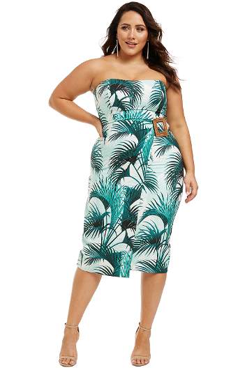 Everglade Strapless Midi Dress in Amazon by Pasduchas for Hire | GlamCorner