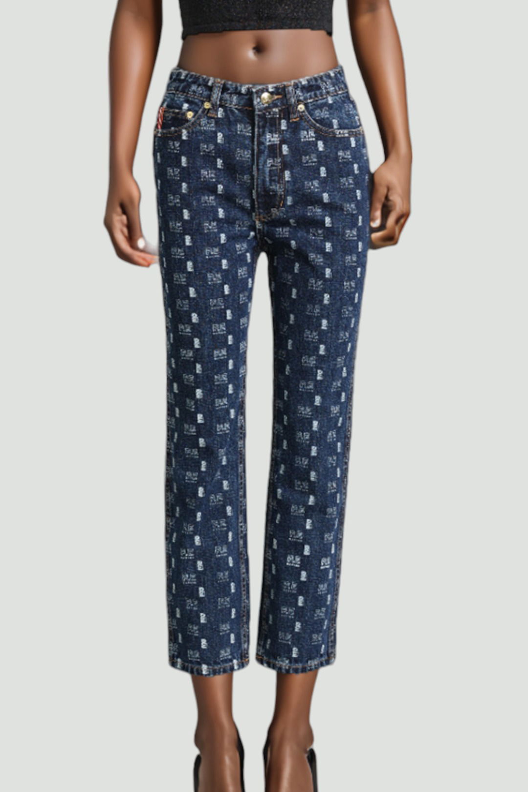 PE Nation - Logo Print Power Round Blue Denim Jeans
