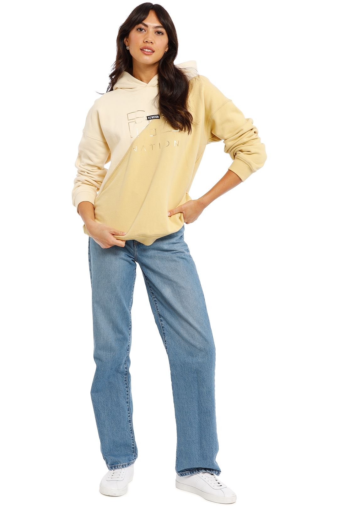 PE Nation Progress Hoodie Shortbread logo