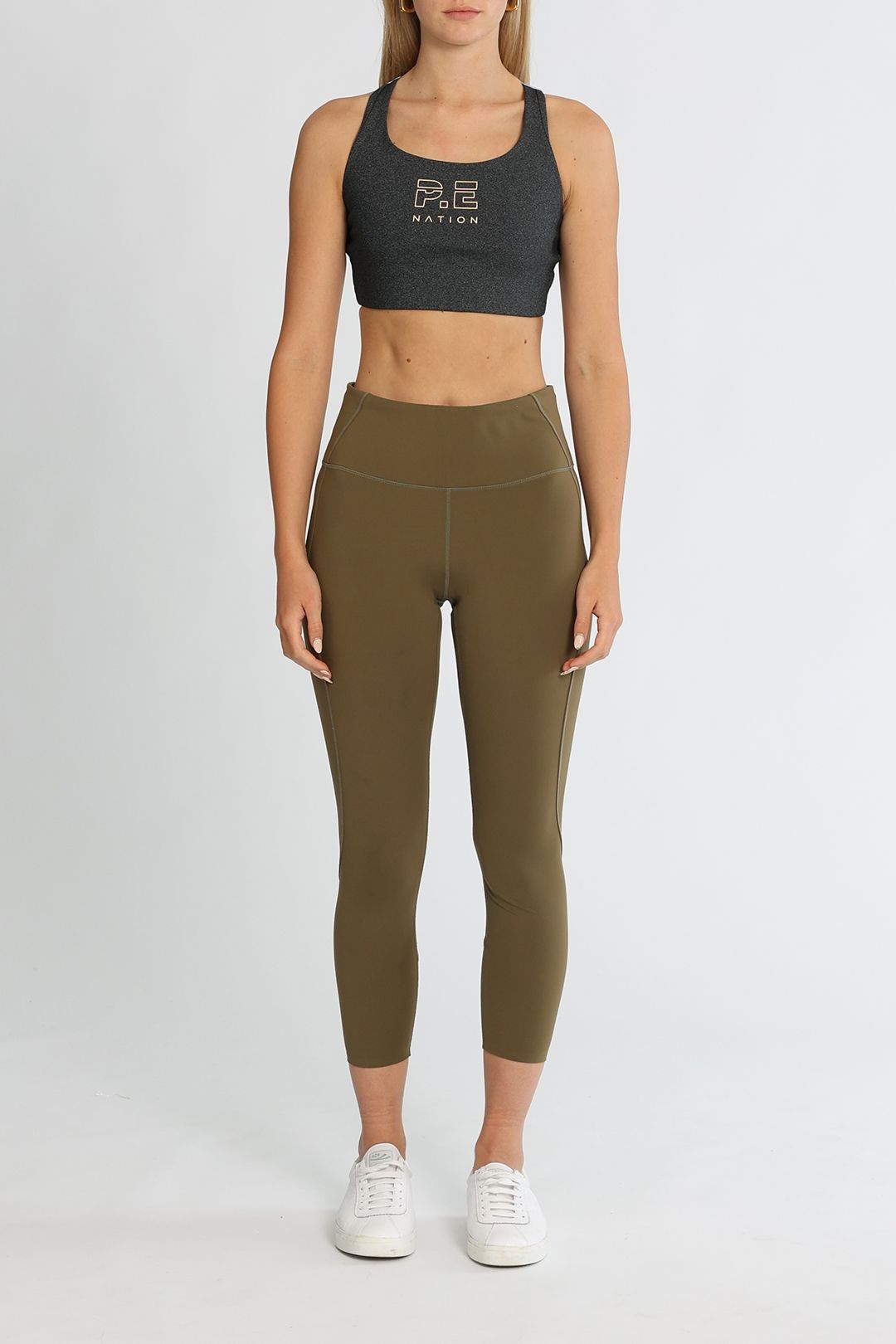 PE NATION Reaction Sports Bra Charcoal Marle