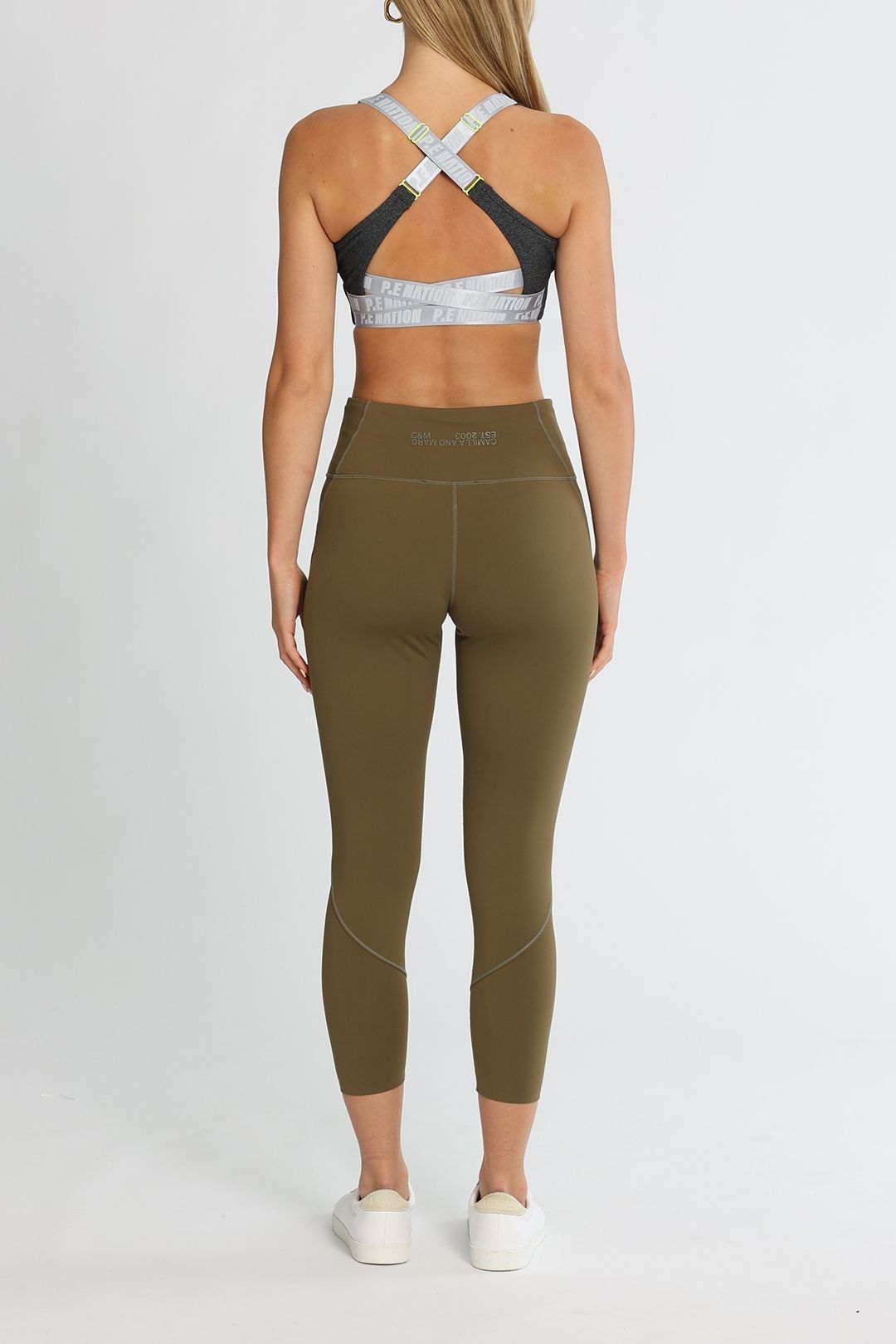 PE NATION Reaction Sports Bra Charcoal Marle Sleeveless