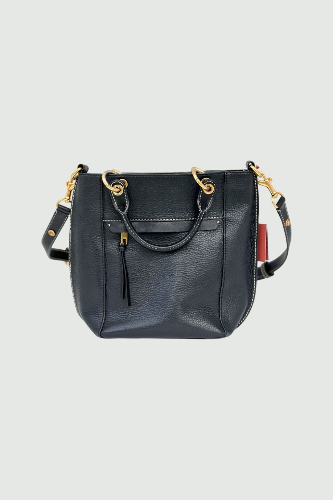 Oroton Pebbled Leather Shoulder Bag in Black