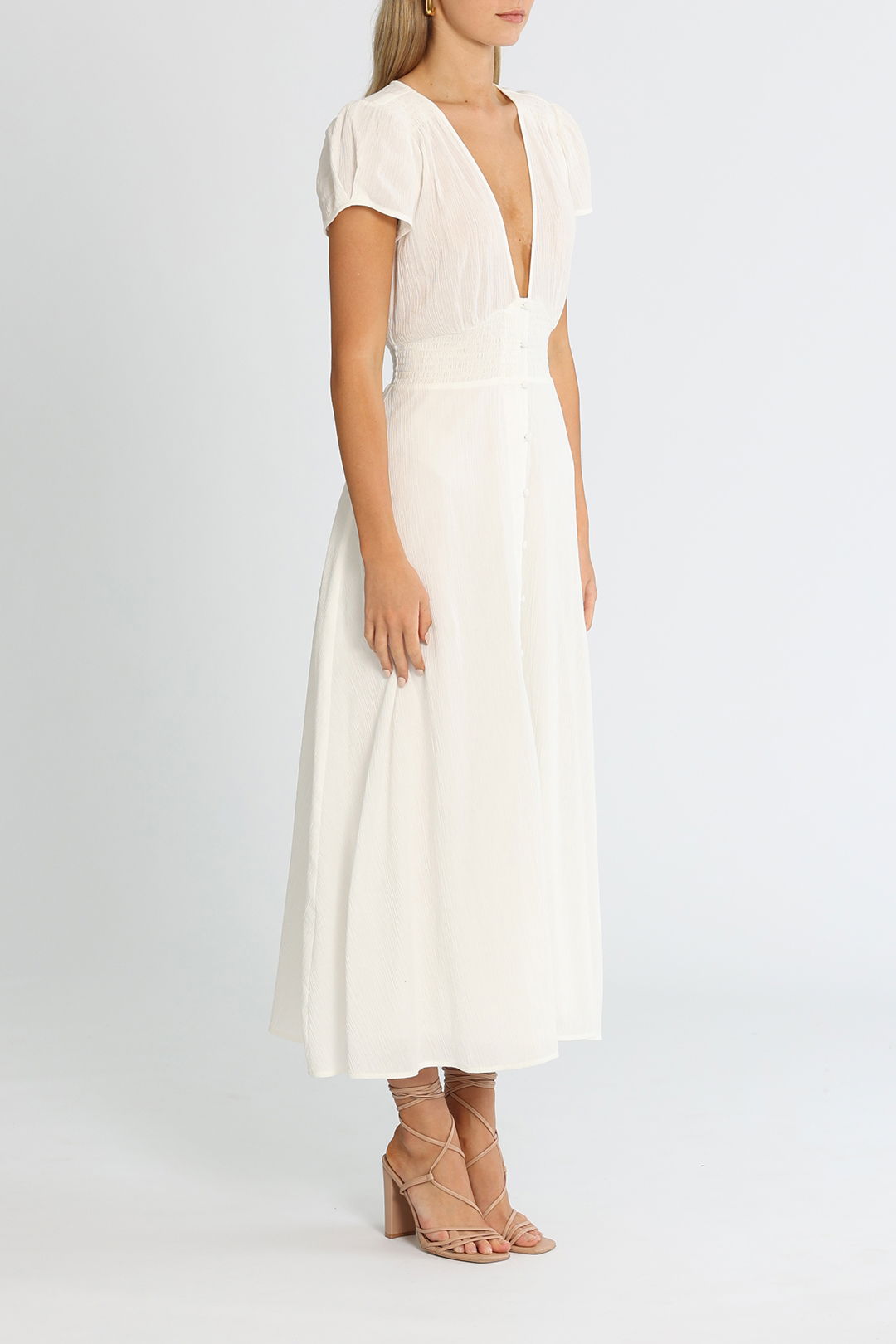 PEONY Organic Cotton Vacation Midi Dress Maagnolia Cap Sleeves