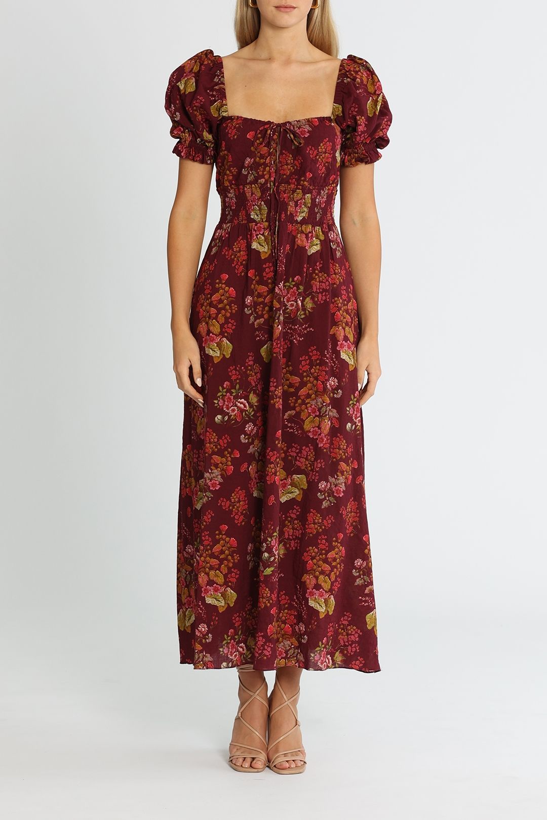 Hire Tie Front Midi Dress in Renaissance | PEONY | GlamCorner