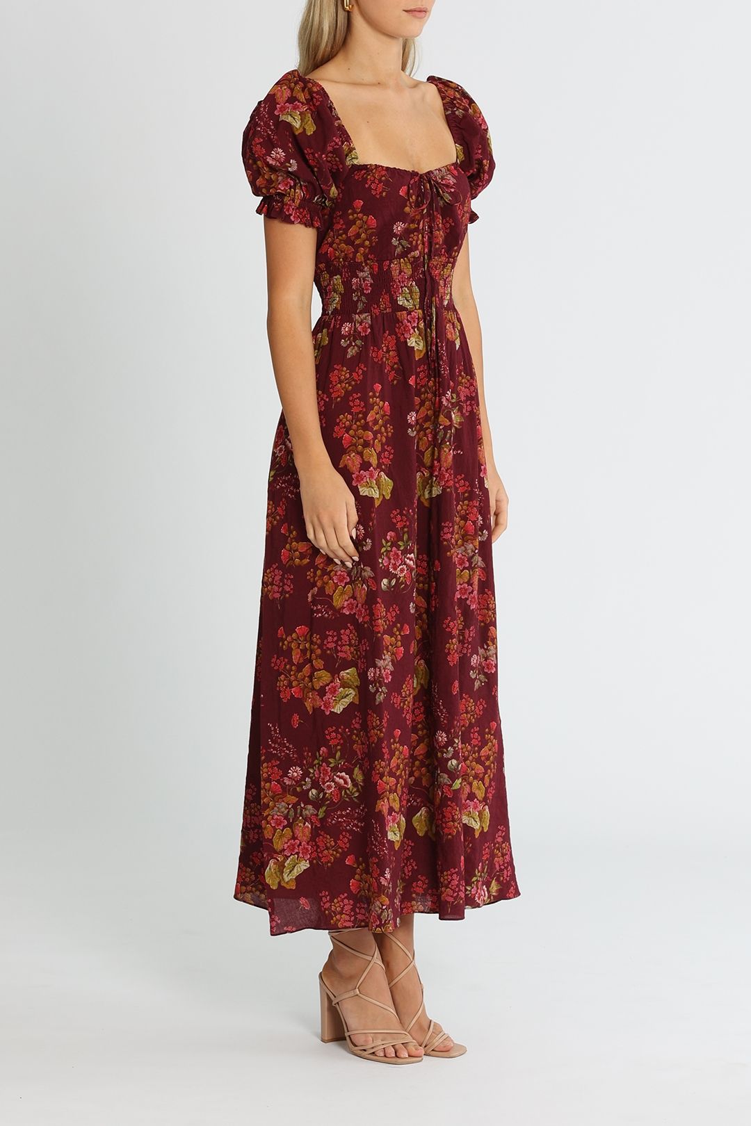 PEONY Tie Front Midi Dress Renaissance Floral