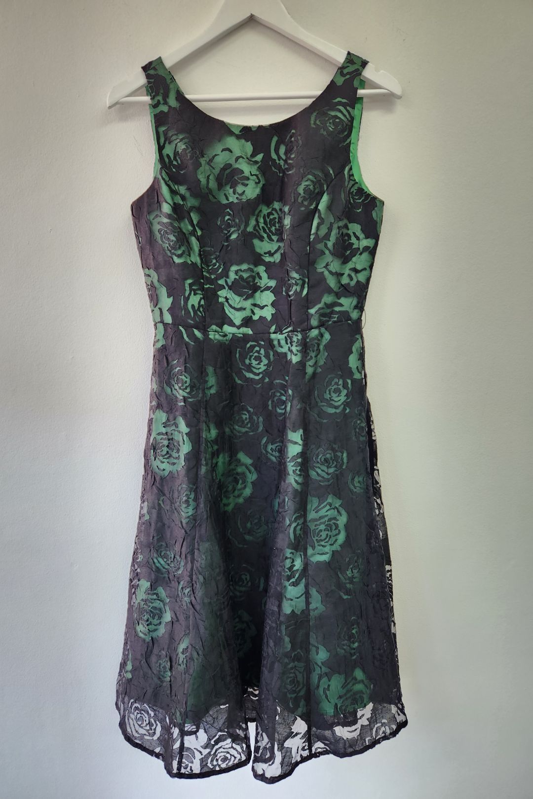 pleated flare dress Fit and Flare Dress with Deep V Pleated Neckline & Chiffon Skirt main image 1
