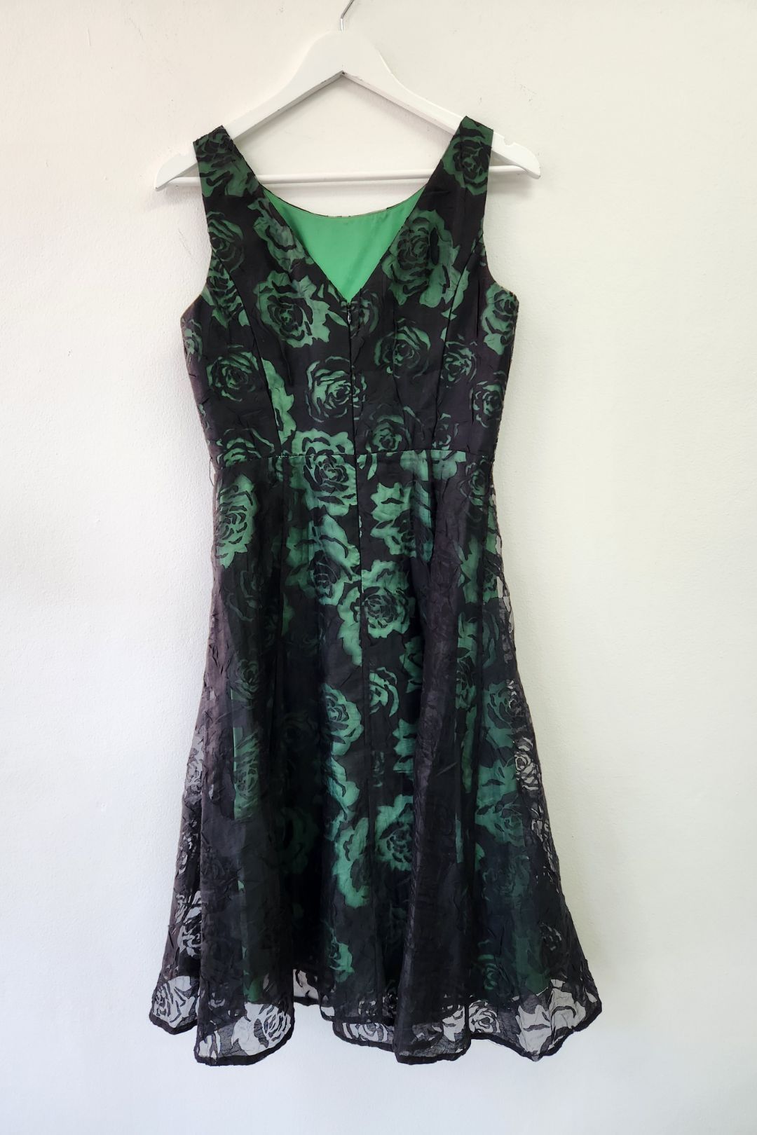 Phase Eight - Fit and Flare Black Green Floral Dress