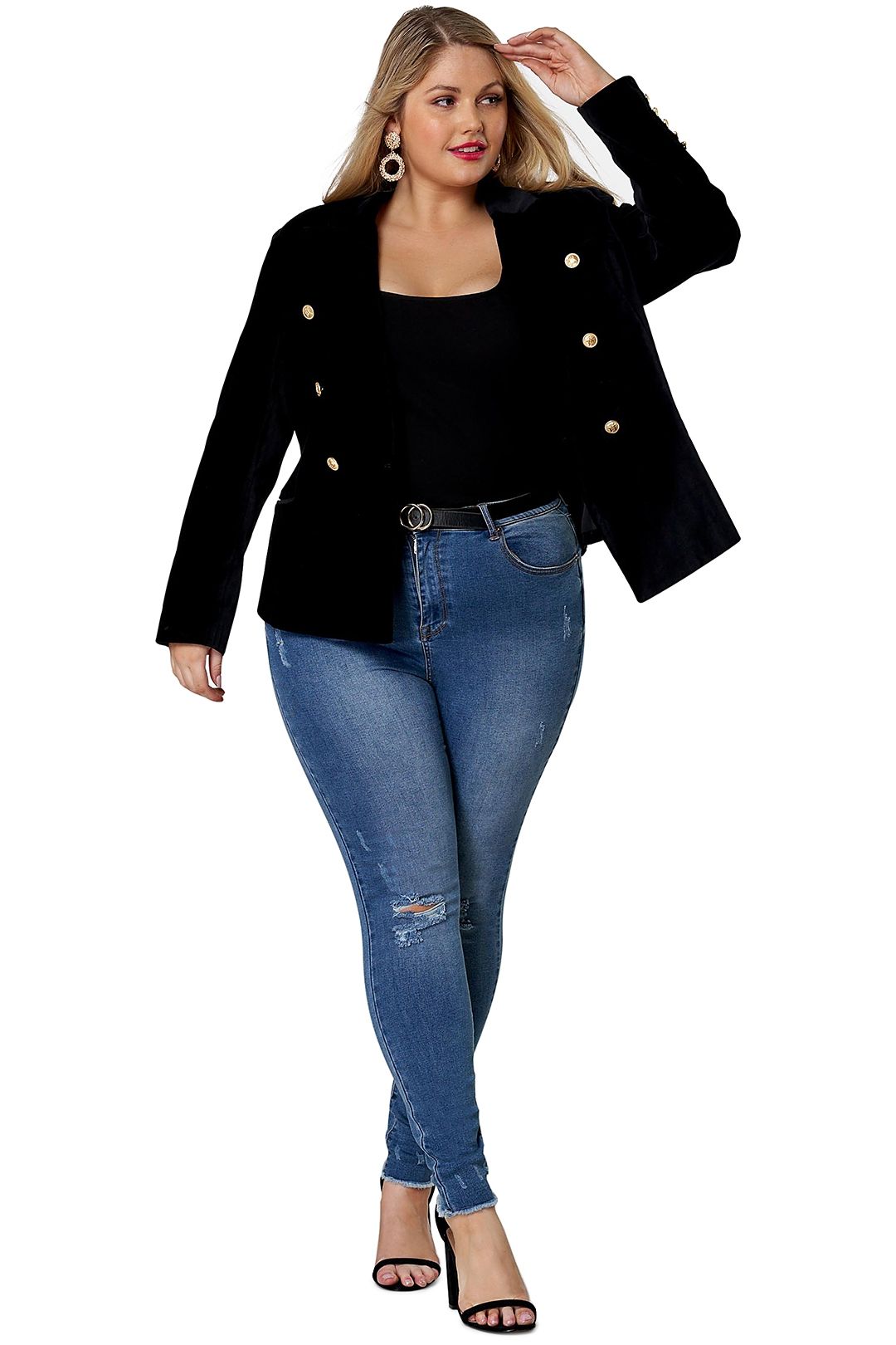 Pink Dusk Take A Vow Velvet Blazer plus