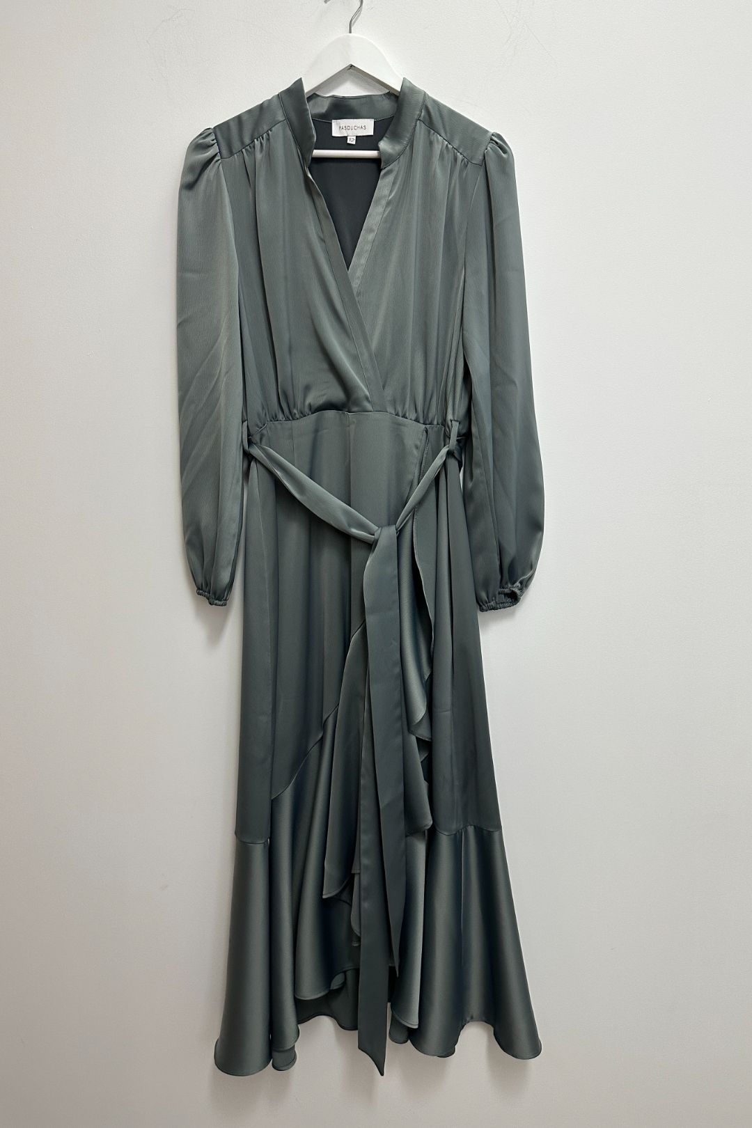 Pinnacle Sleeve Wrap Midi Sage Dress 
