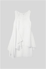 COS Plisse Cotton Layered Sleeveless Dress in White