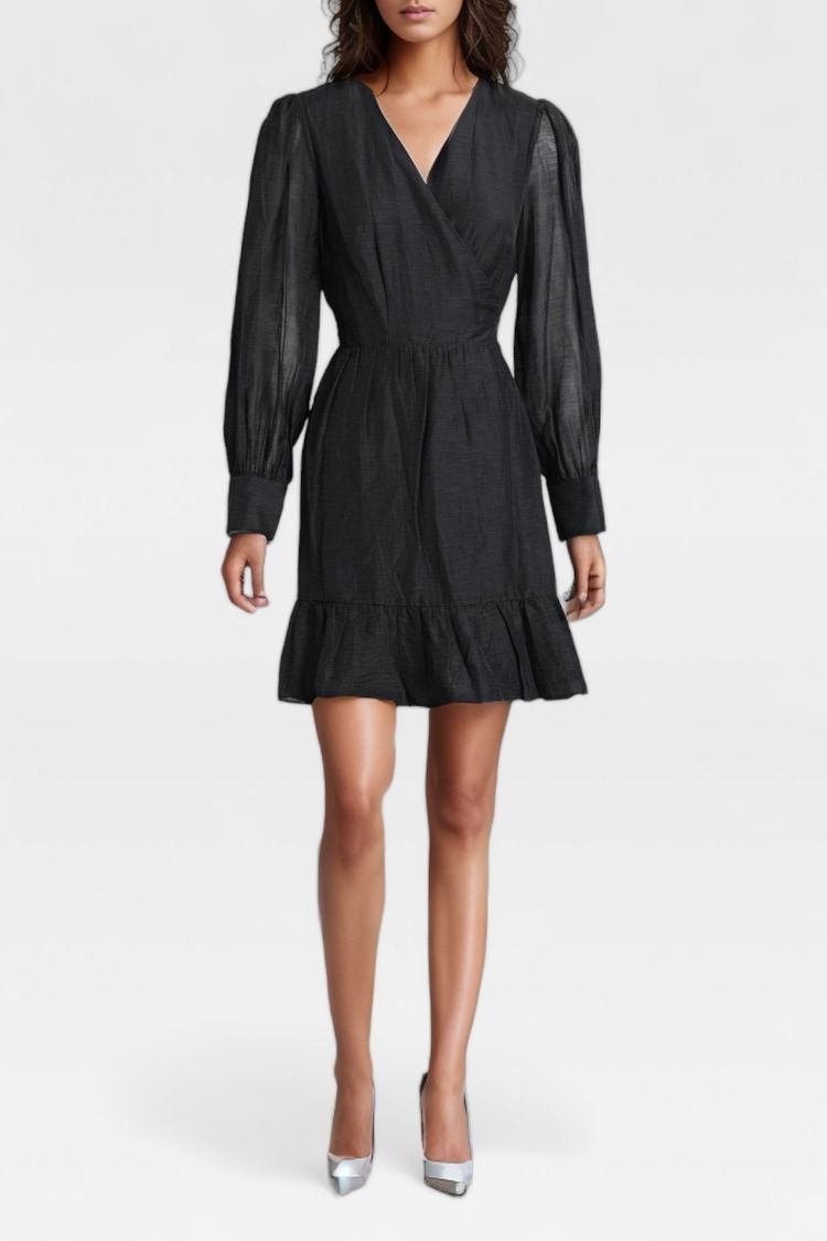 Portmans - Black Stripe Balloon Sleeve Dress