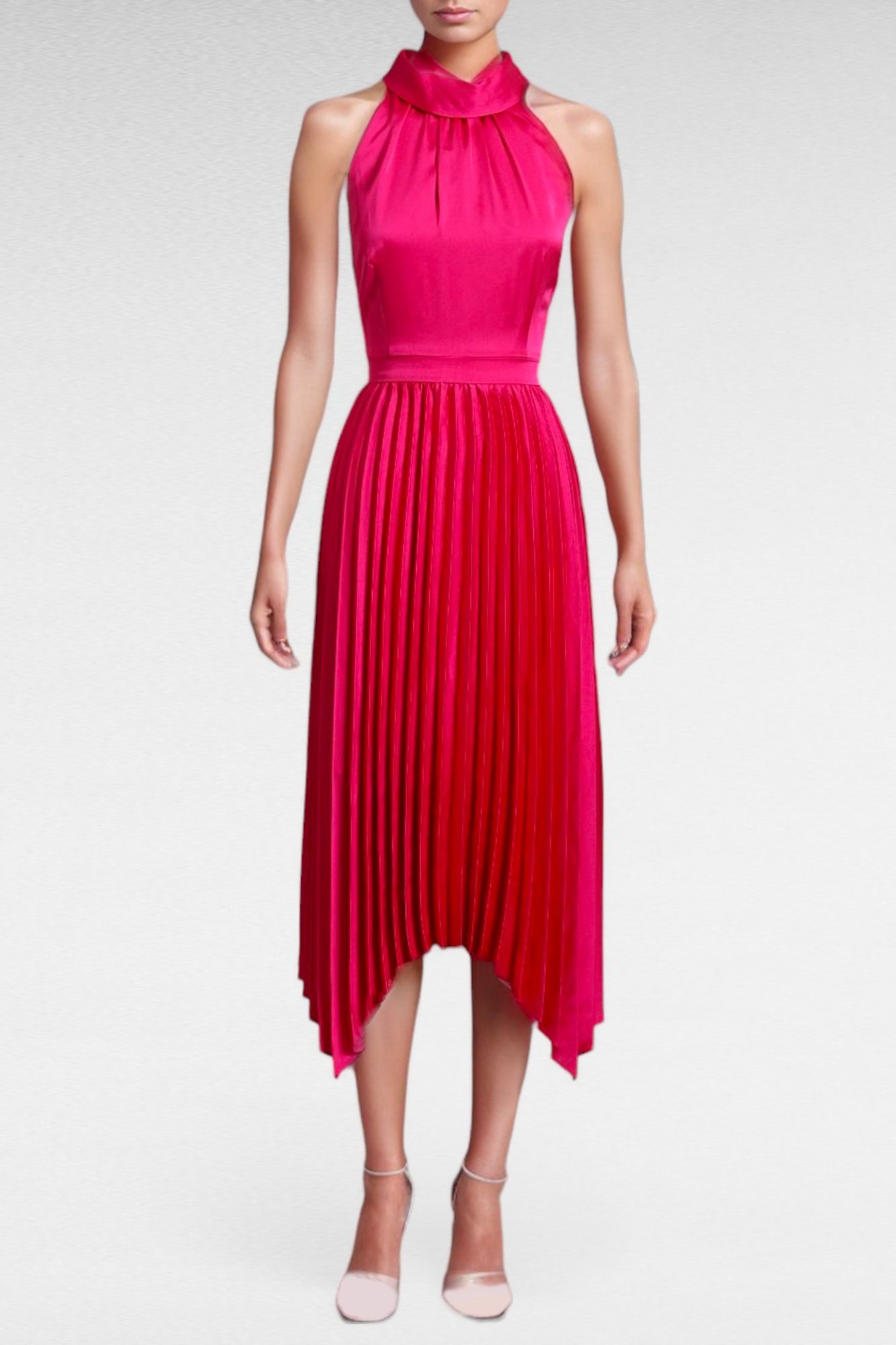Hire Hot Pink Sleeveless Cowl Neck Dress Portmans GlamCorner