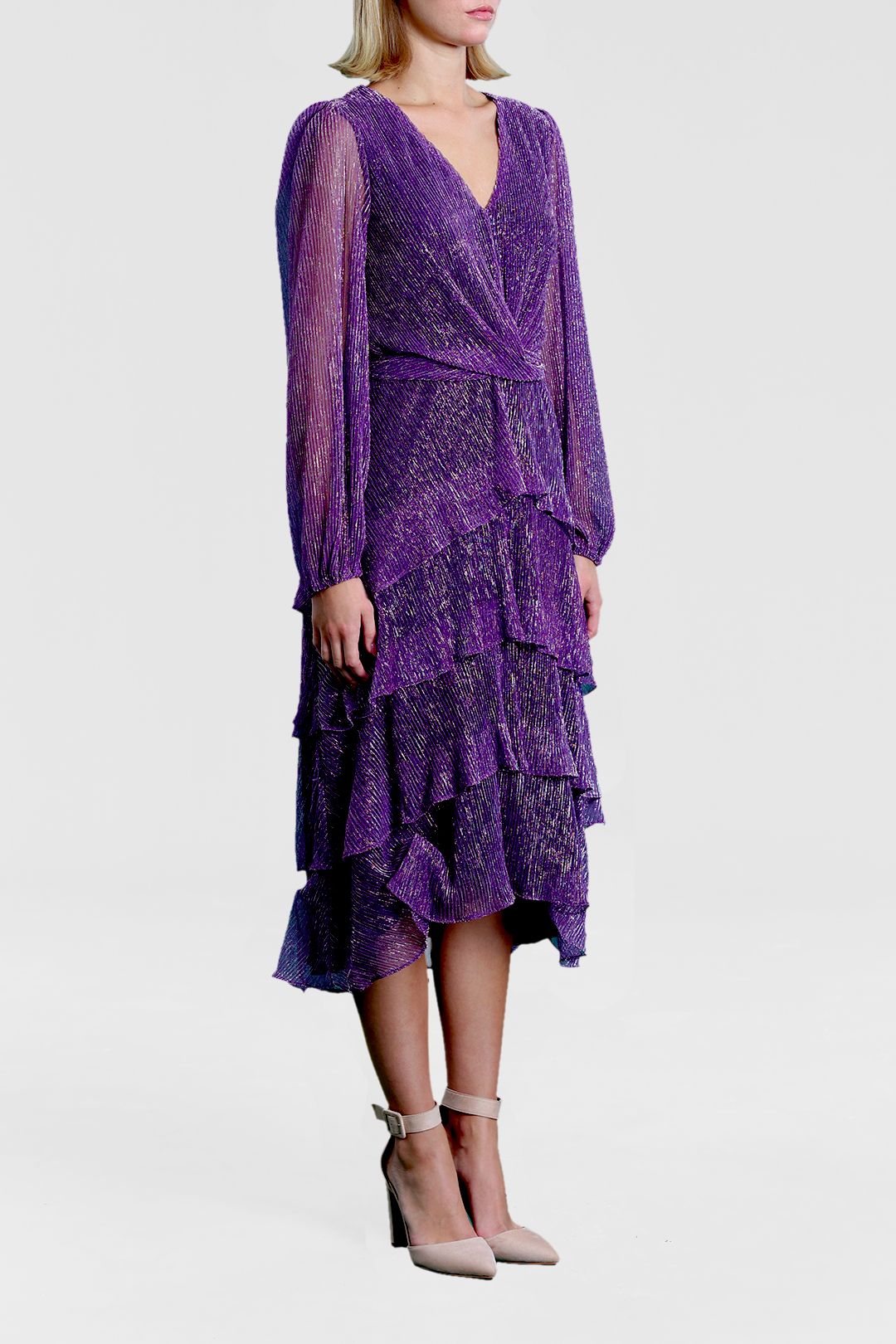 Purple and black striped dress shop