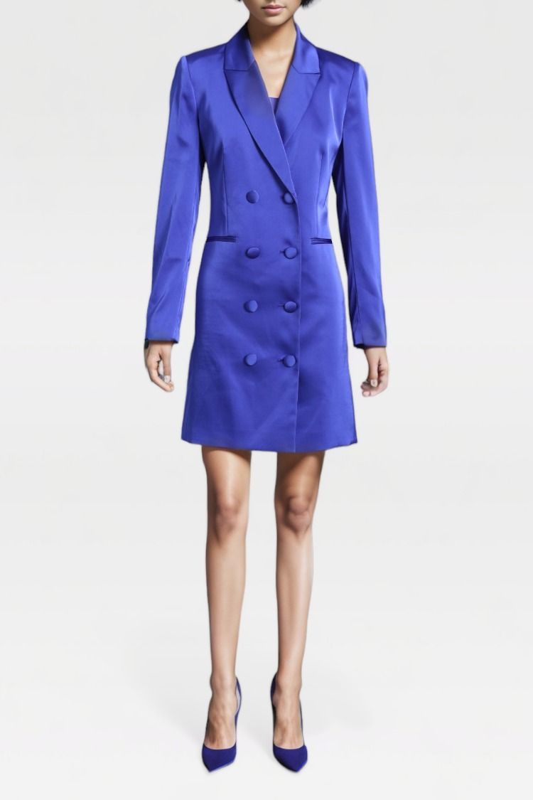 blue satin blazer dress Arcina Ori Christina Dress (Blue)  Rent To Dress NZ