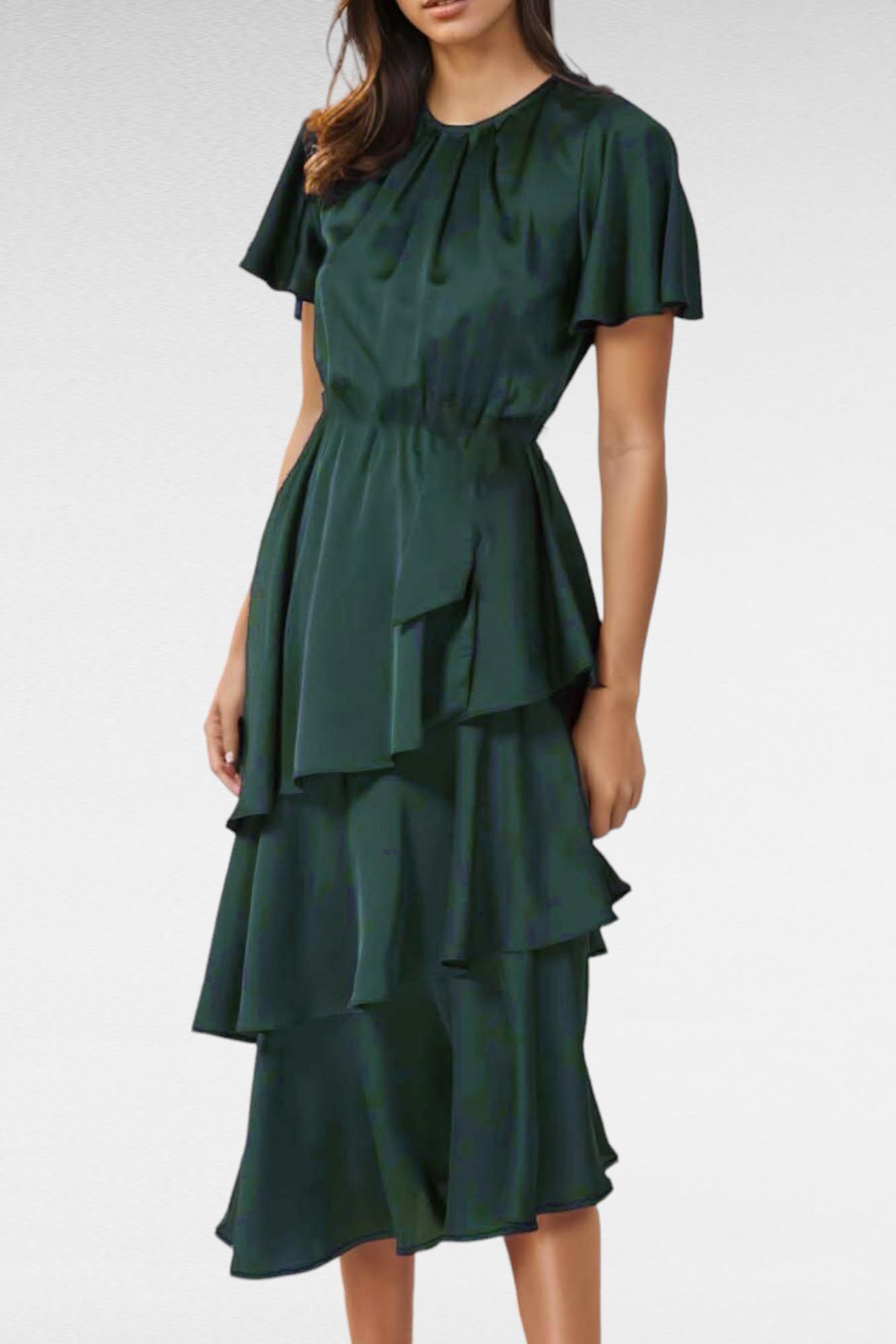 Portmans Petra Satin Dress Emerald