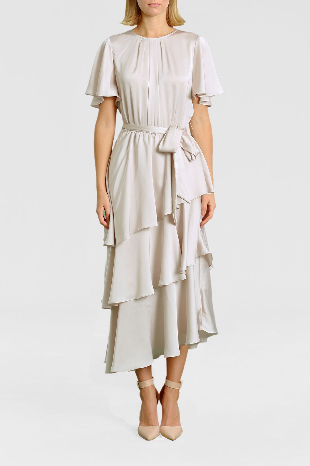 Portmans Petra Satin Midi Dress Nude