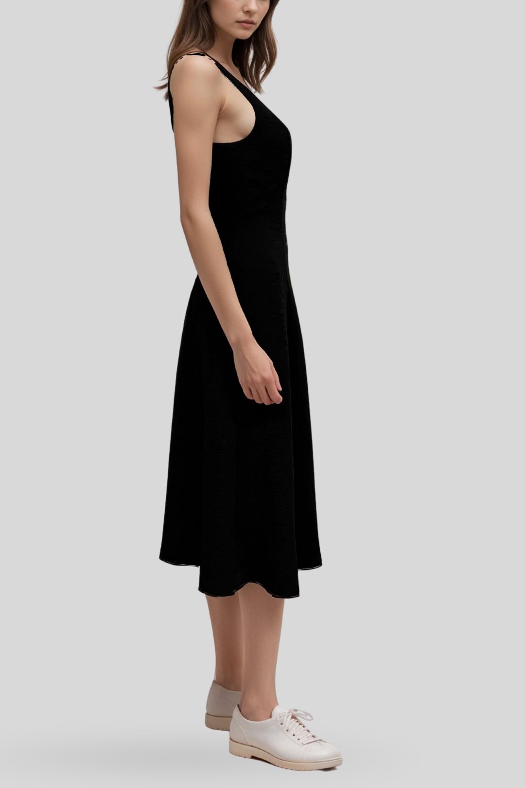 Hire Classic Sleeveless Fit and Flare Black Dress Portmans GlamCorner