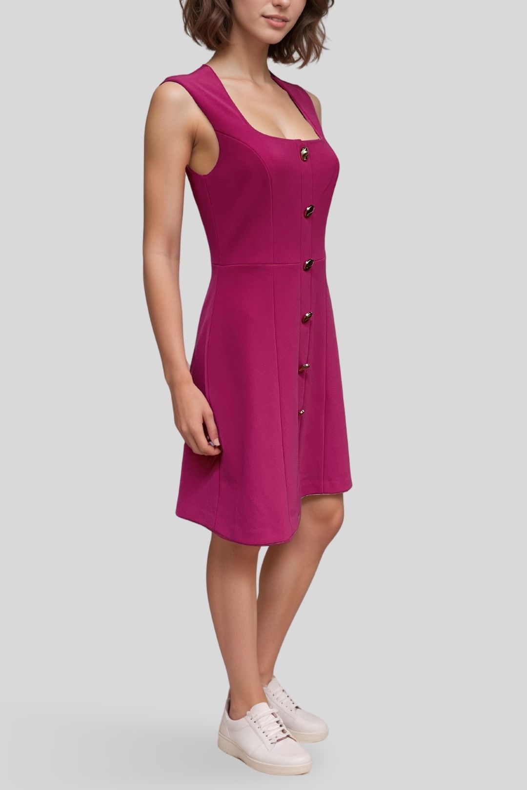 Kimberly Button Front Textured Dress