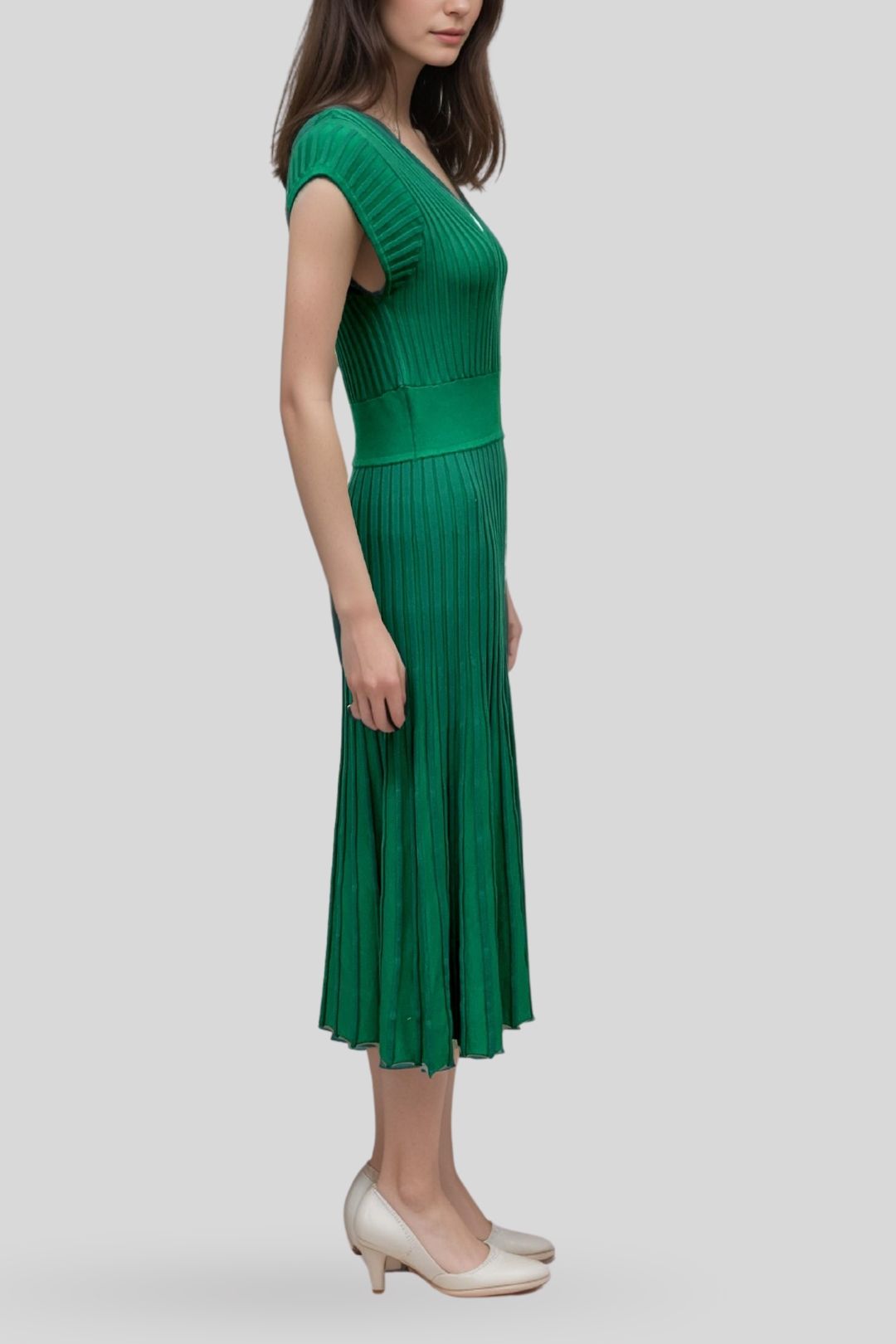 Portmans Ribbed Knit Dress Green