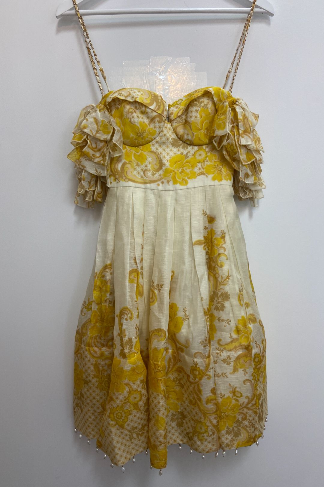 Buy Postcard Bow Bodice Mini Dress in Yellow Zimmermann GlamCorner