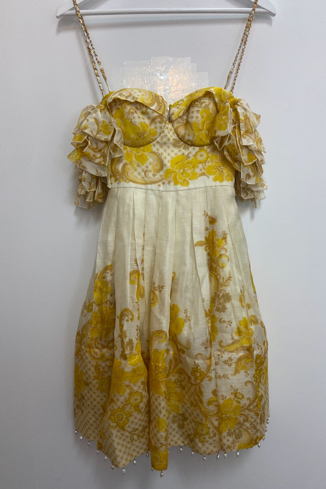 Zimmermann Postcard Bow Bodice Mini Dress in Yellow