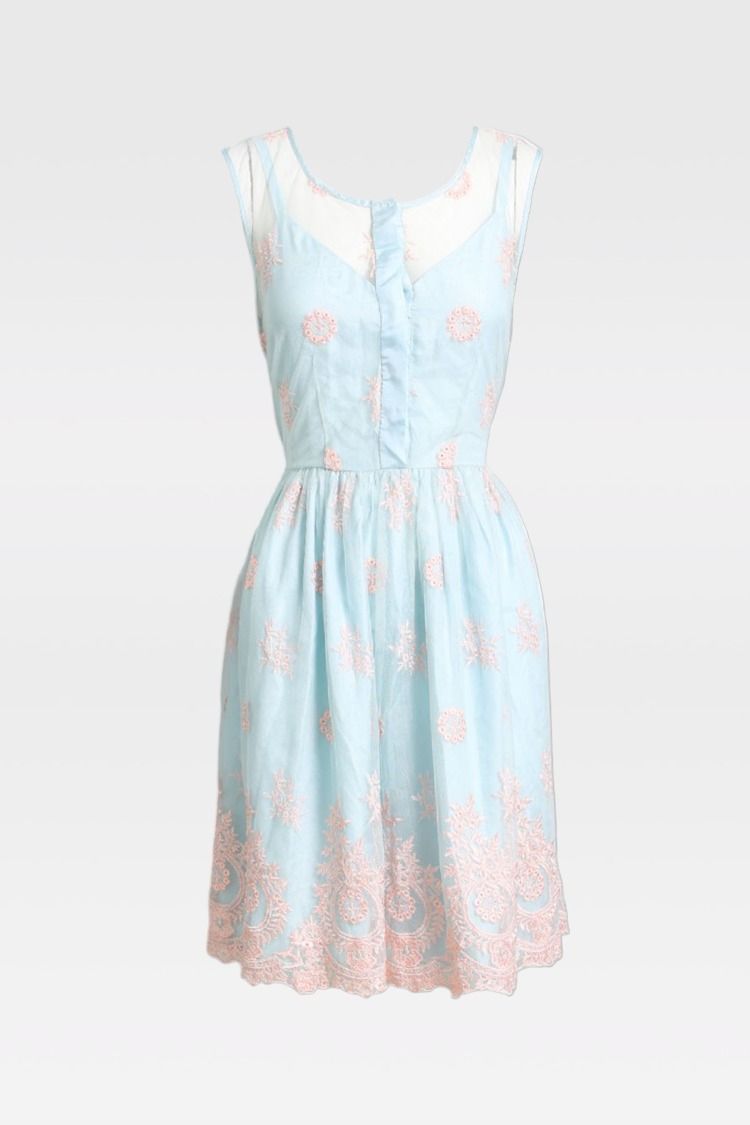 Alannah Hill Pale Blue and Pink Lace Dress
