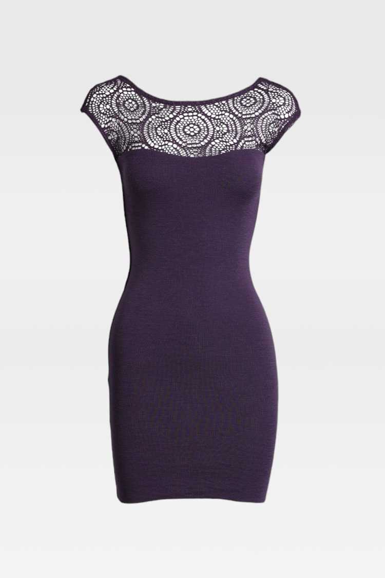 Buy Wool Lace Style Purple Mini Dress | Kookai | GlamCorner