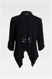 Cue - Draped Waterfall Front Jacket in Black