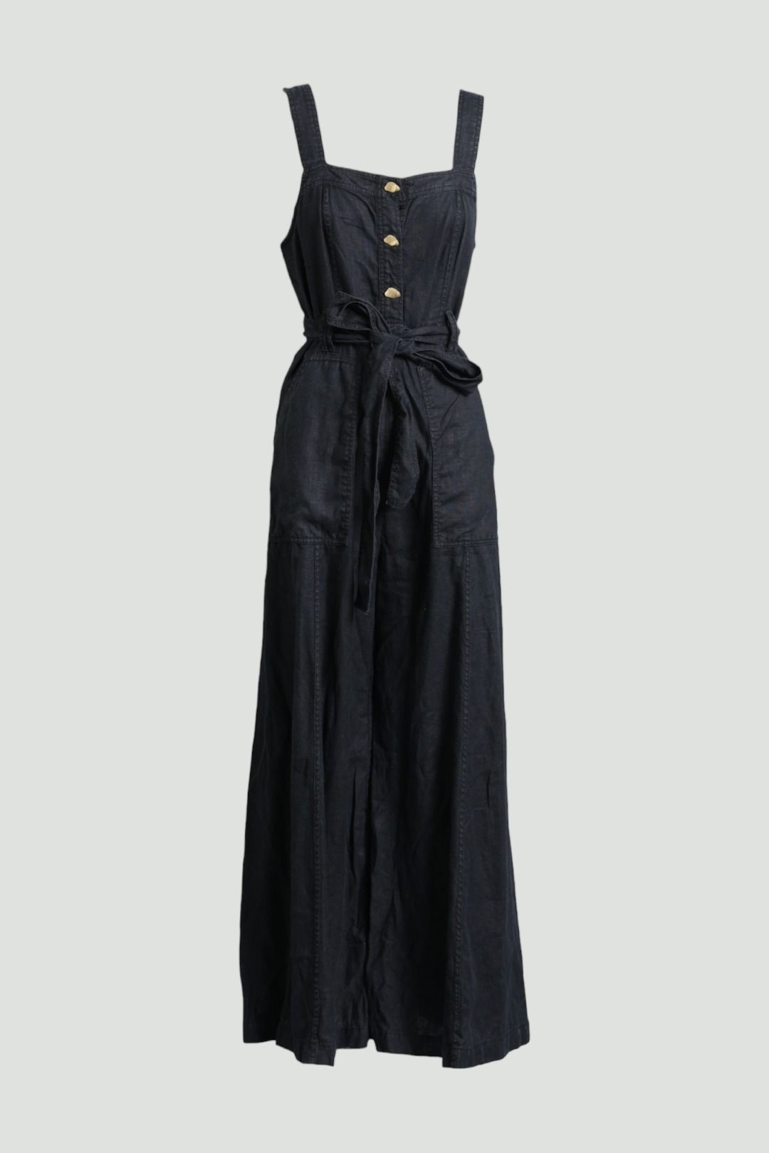 AJE Sleeveless Linen Jumpsuit in Black