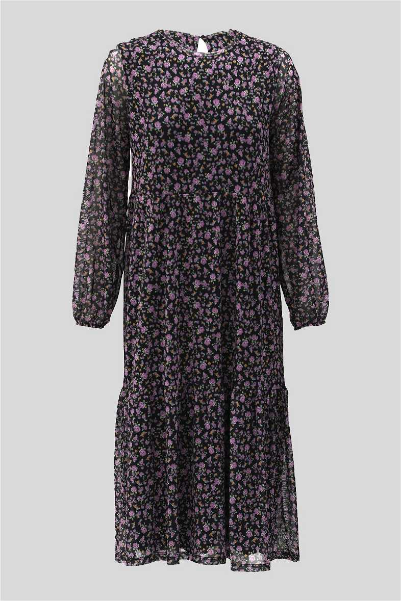 Buy Floral Long Sleeve Midi Dress Pull and Bear GlamCorner