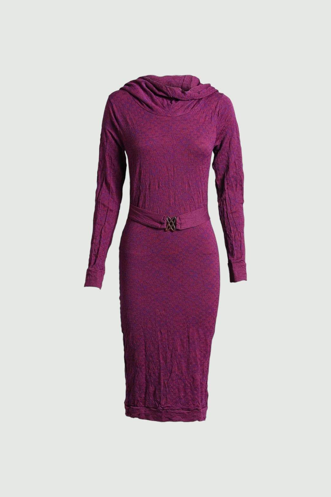 knee length dresses for ladies Alisha Burgundy Cowl Neck Long Sleeve Midi Dress – Get That Trend main image 0