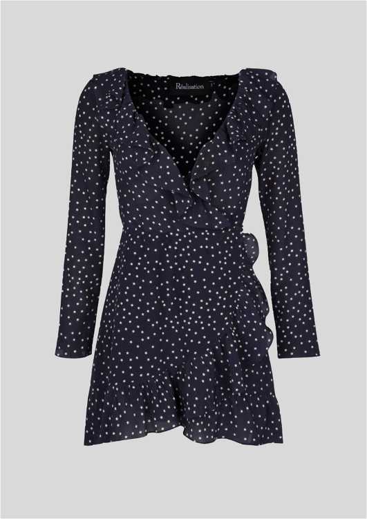 realisation par long sleeve mini dress Realisation Par Green Floral Mini Dress by Realisation Par