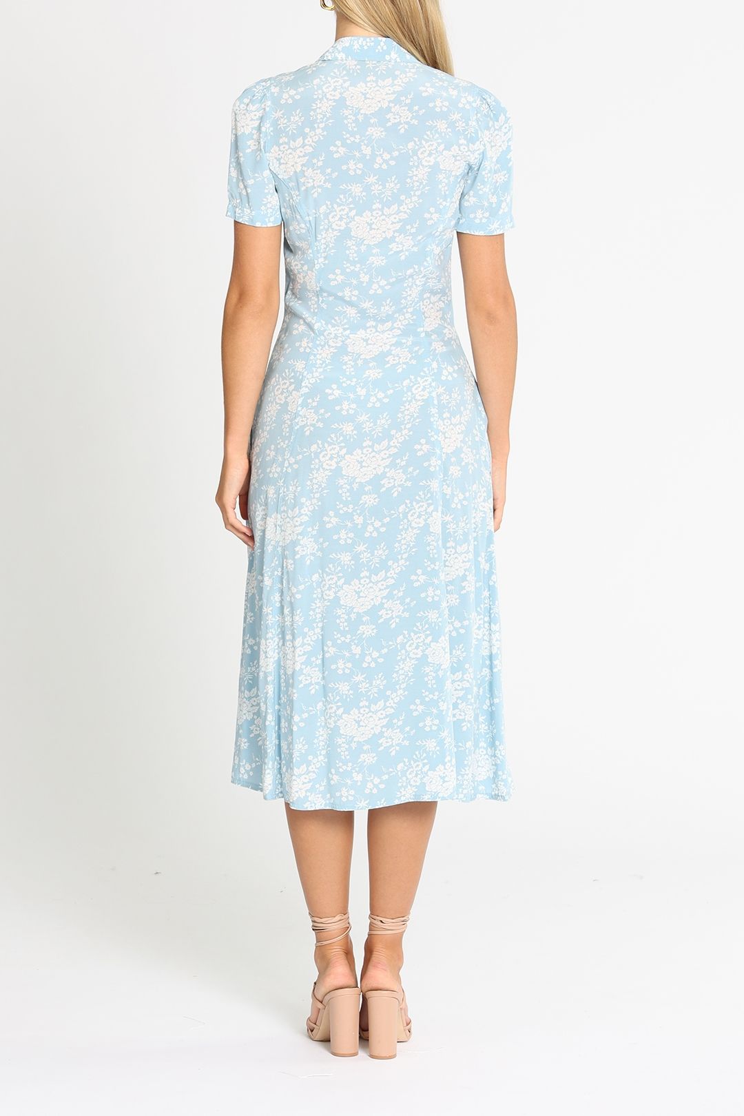 Ralph Lauren Floral Crepe Midi Dress Blue