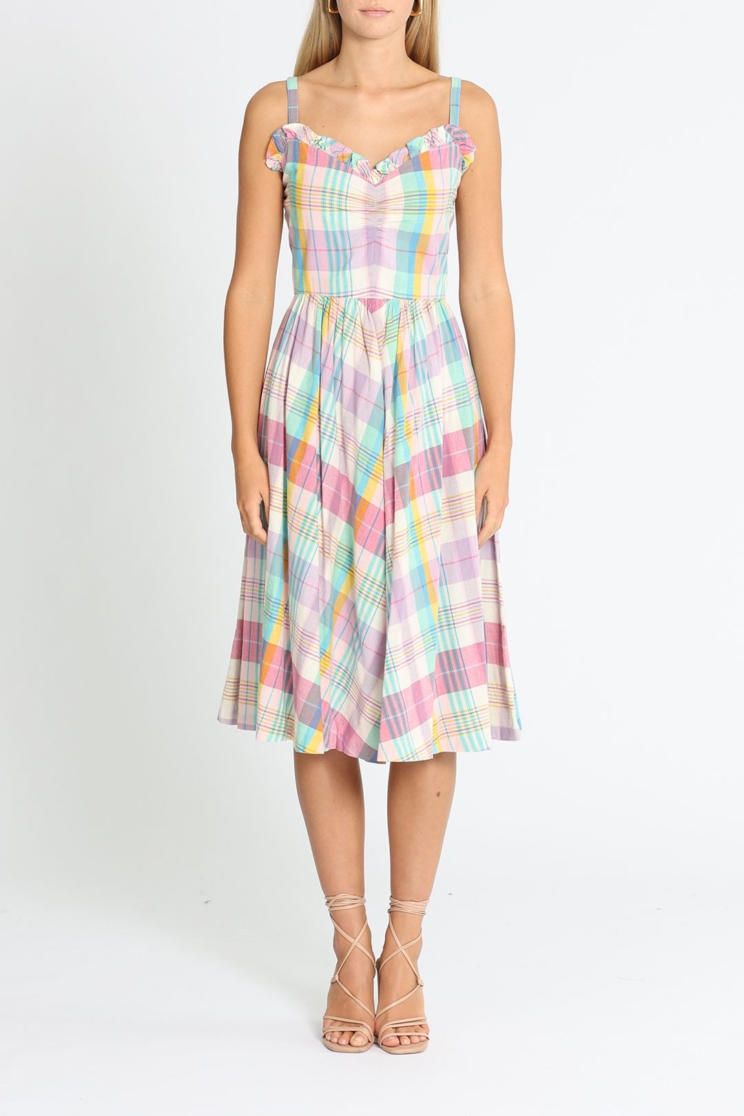 ralph lauren plaid fit and flare dress Ralph Lauren Polo Meg Gingham Fit and Flare Plaid Dress Size US 2 UK 6 –  Afashionistastore main image 0