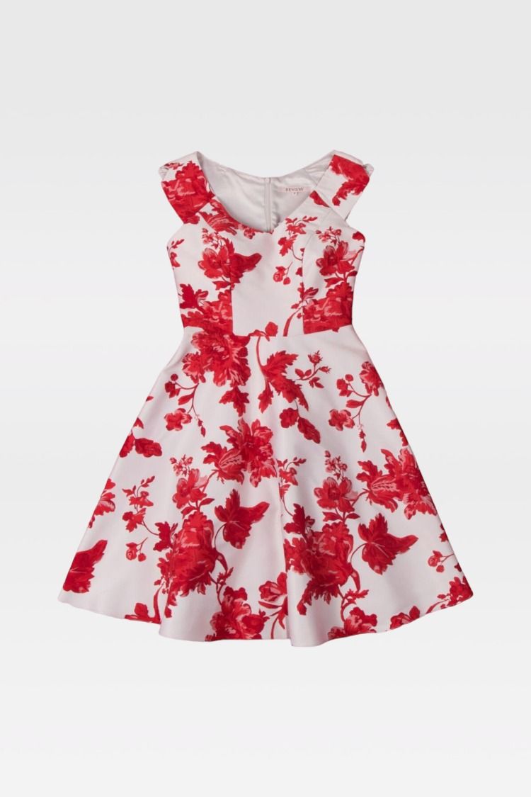 Buy Red Lantern Dress in Red White Review GlamCorner