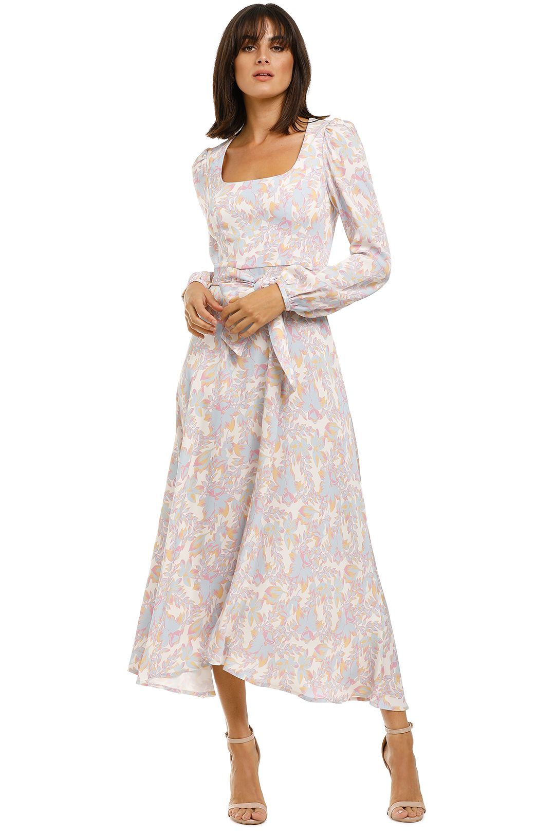 Rebecca-Vallance-Fleur-LS-Midi-Dress-Floral-Print-Front