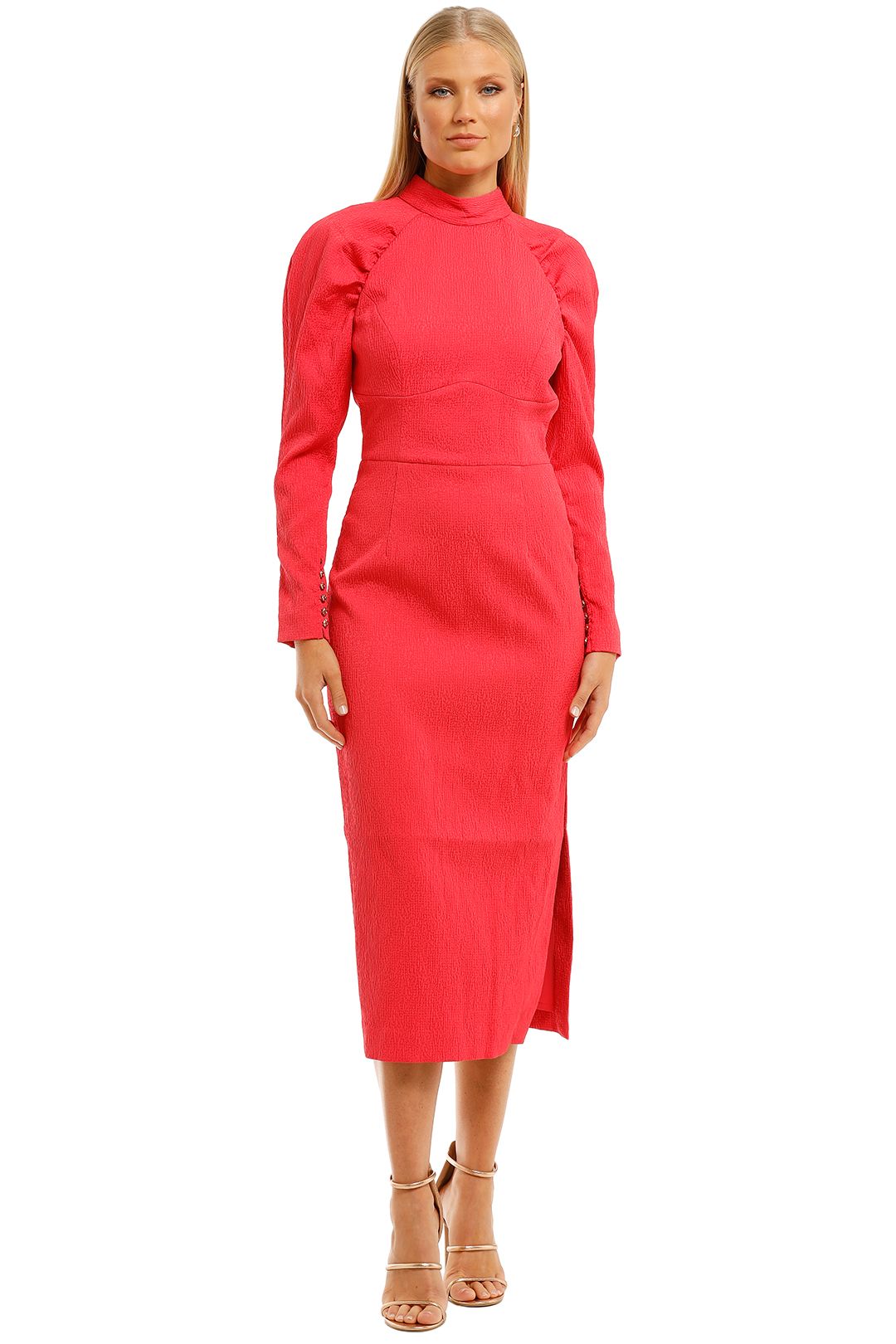 Rebecca-Vallance-Martini-LS-Midi-Dress-Pink-Front